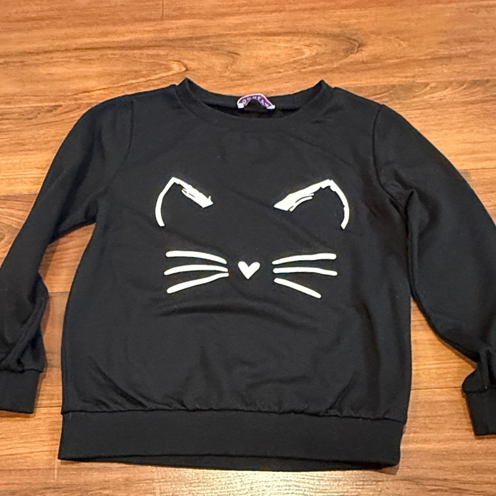 Black & white Cat Face Kids Sweatshirt